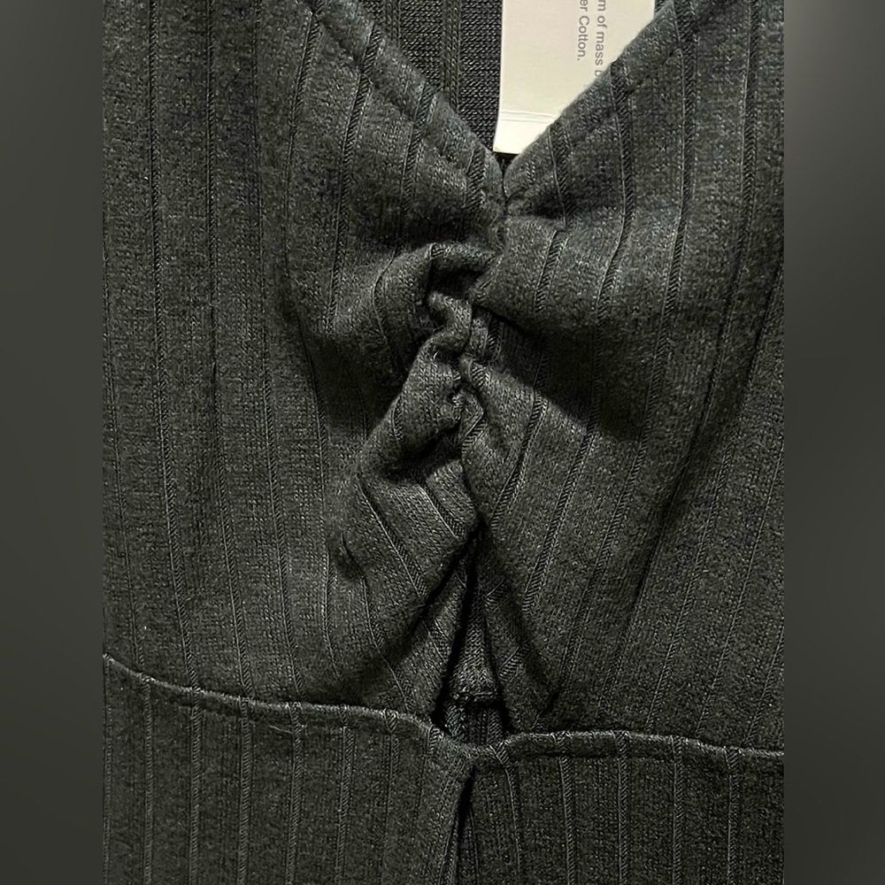 Z Supply Womens Size M Orla Ribbed Dress Peekaboo Detail & Ruching Sexy Bodycon - Picture 3 of 9